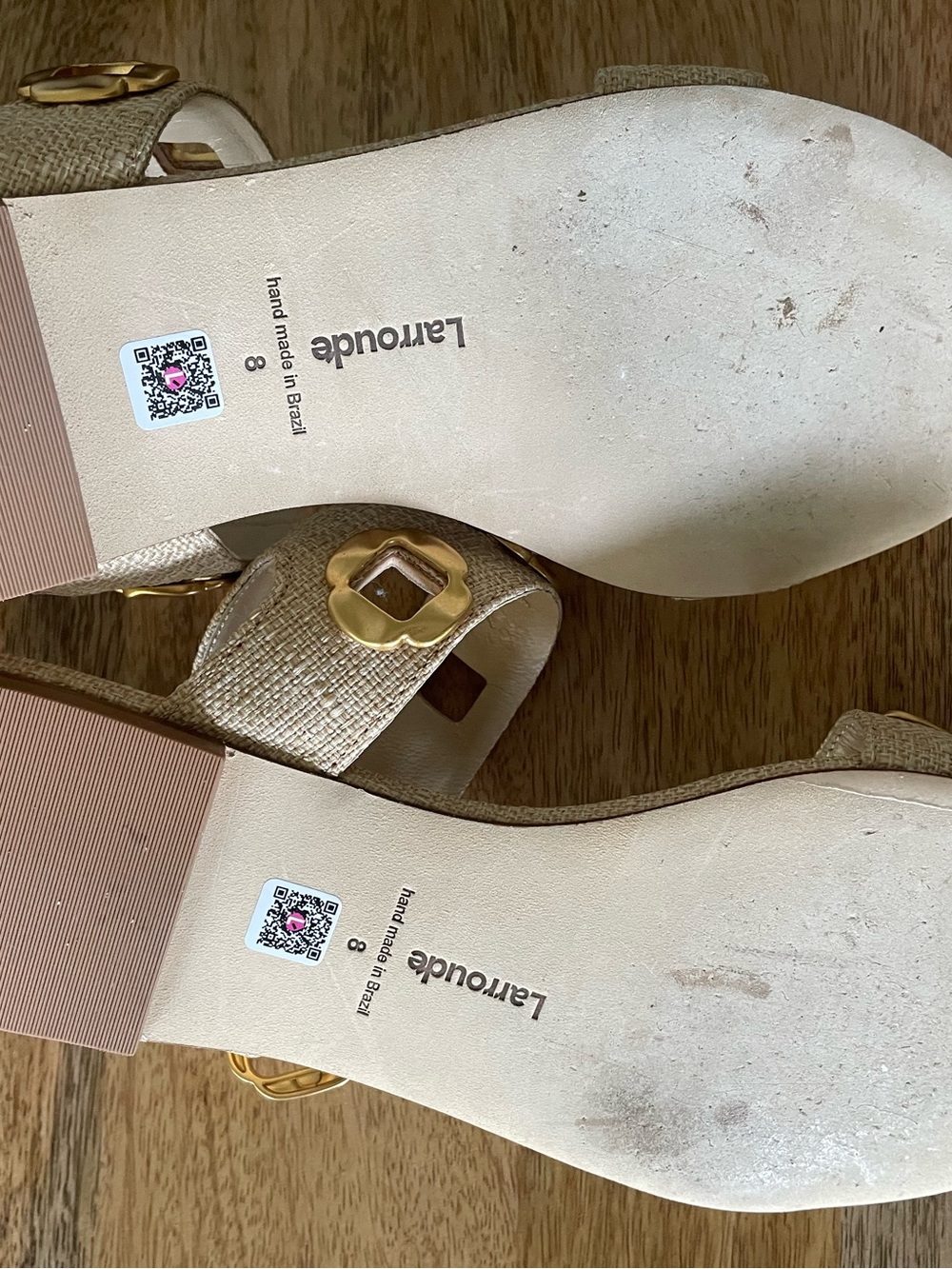 Larroude Beige Raffia Milan Sandals 8 - Picture 8 of 8